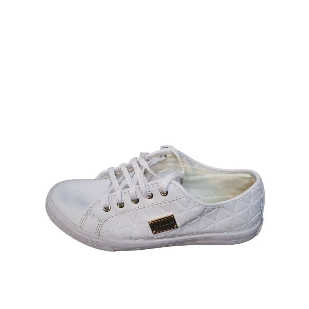 G By Guess Backer 2 Sneakers Women Sz‎ 8M White Lace Up Designer Boho